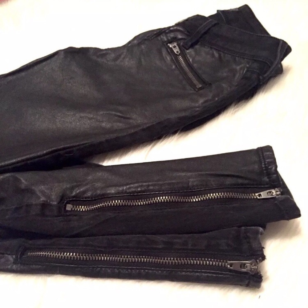 Kendall and Kylie Black Leather Super Skinny Jeans